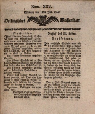 Oettingisches Wochenblatt Mittwoch 18. Juni 1794