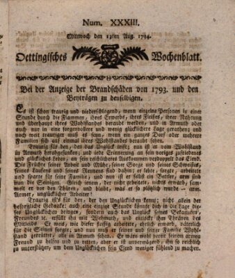 Oettingisches Wochenblatt Mittwoch 13. August 1794