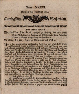 Oettingisches Wochenblatt Mittwoch 3. September 1794