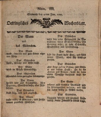 Oettingisches Wochenblatt Mittwoch 21. Januar 1795