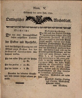 Oettingisches Wochenblatt Mittwoch 28. Januar 1795