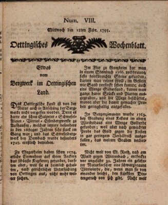 Oettingisches Wochenblatt Mittwoch 18. Februar 1795