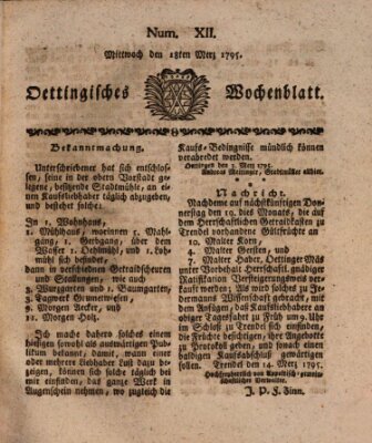 Oettingisches Wochenblatt Mittwoch 18. März 1795