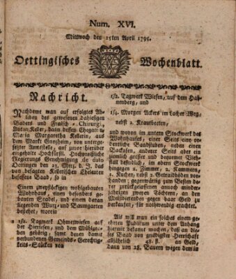 Oettingisches Wochenblatt Mittwoch 15. April 1795