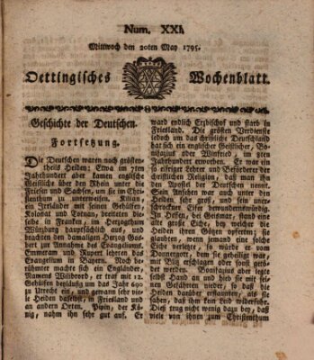 Oettingisches Wochenblatt Mittwoch 20. Mai 1795