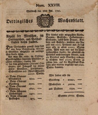 Oettingisches Wochenblatt Mittwoch 8. Juli 1795