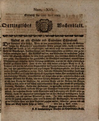 Oettingisches Wochenblatt Mittwoch 19. April 1797