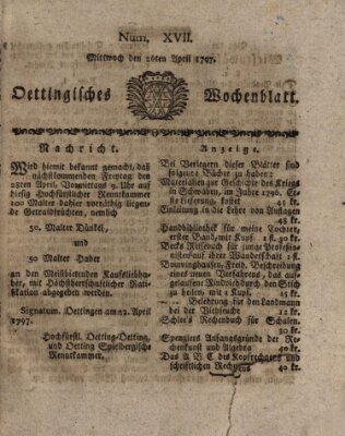 Oettingisches Wochenblatt Mittwoch 26. April 1797