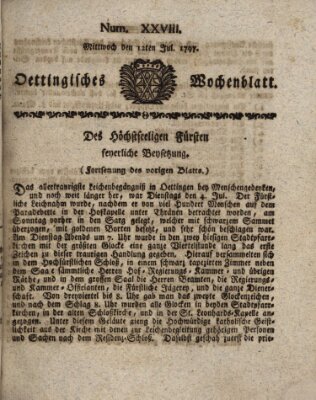 Oettingisches Wochenblatt Mittwoch 12. Juli 1797