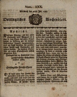 Oettingisches Wochenblatt Mittwoch 26. Juli 1797