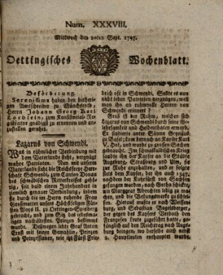 Oettingisches Wochenblatt Mittwoch 20. September 1797