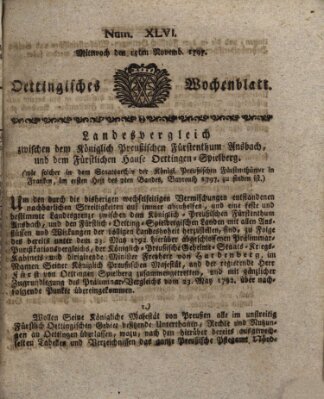 Oettingisches Wochenblatt Mittwoch 15. November 1797