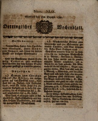 Oettingisches Wochenblatt Mittwoch 6. Dezember 1797