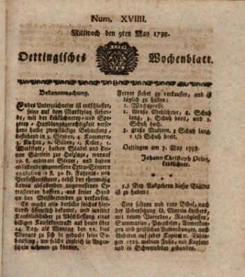 Oettingisches Wochenblatt Mittwoch 9. Mai 1798