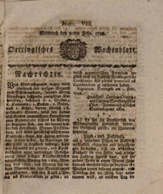 Oettingisches Wochenblatt Mittwoch 20. Februar 1799