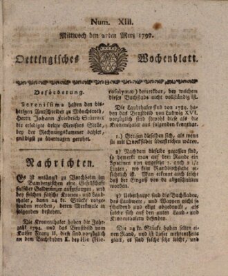 Oettingisches Wochenblatt Mittwoch 27. März 1799