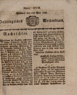 Oettingisches Wochenblatt Mittwoch 1. Mai 1799