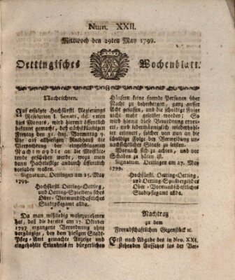 Oettingisches Wochenblatt Mittwoch 29. Mai 1799