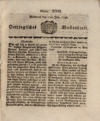 Oettingisches Wochenblatt Mittwoch 5. Juni 1799