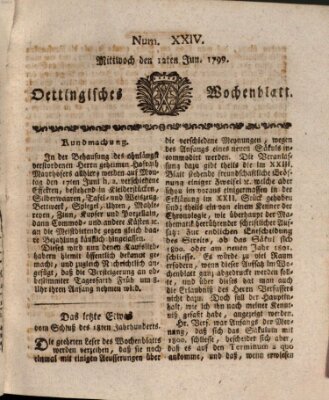 Oettingisches Wochenblatt Mittwoch 12. Juni 1799