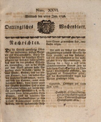 Oettingisches Wochenblatt Mittwoch 26. Juni 1799