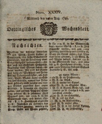 Oettingisches Wochenblatt Mittwoch 21. August 1799