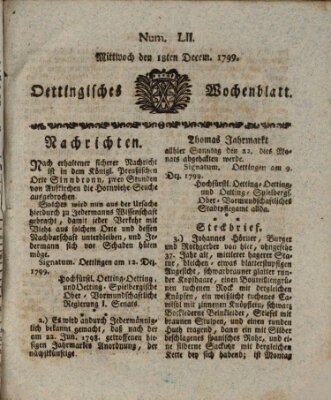 Oettingisches Wochenblatt Mittwoch 18. Dezember 1799