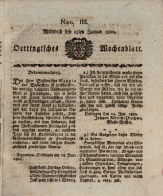 Oettingisches Wochenblatt Donnerstag 23. Januar 1800