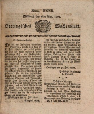 Oettingisches Wochenblatt Mittwoch 6. August 1800