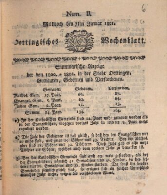 Oettingisches Wochenblatt Mittwoch 7. Januar 1801