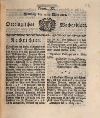 Oettingisches Wochenblatt Mittwoch 11. März 1801