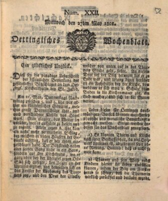 Oettingisches Wochenblatt Mittwoch 27. Mai 1801