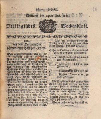 Oettingisches Wochenblatt Mittwoch 24. Juni 1801