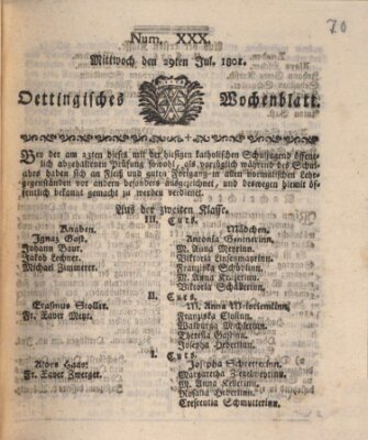 Oettingisches Wochenblatt Mittwoch 29. Juli 1801