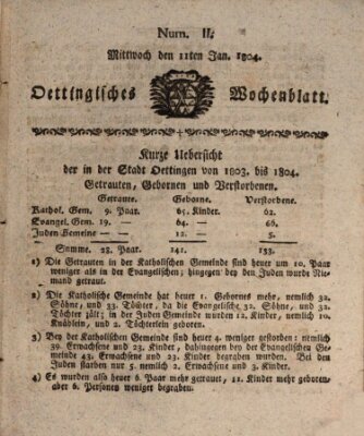 Oettingisches Wochenblatt Mittwoch 11. Januar 1804