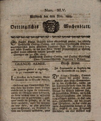 Oettingisches Wochenblatt Mittwoch 6. November 1805