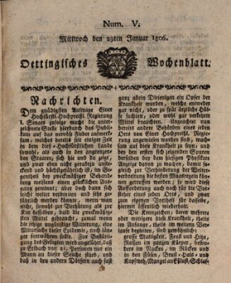 Oettingisches Wochenblatt Mittwoch 29. Januar 1806