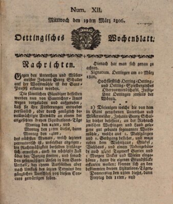 Oettingisches Wochenblatt Mittwoch 19. März 1806