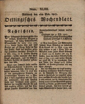 Oettingisches Wochenblatt Mittwoch 4. November 1807