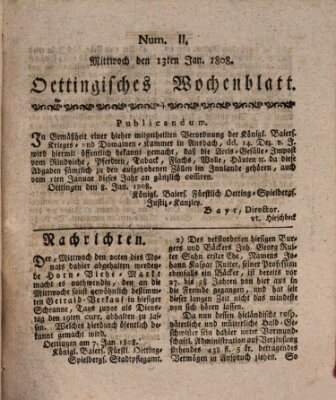 Oettingisches Wochenblatt Mittwoch 13. Januar 1808