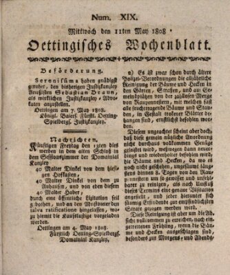 Oettingisches Wochenblatt Mittwoch 11. Mai 1808