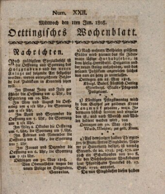 Oettingisches Wochenblatt Mittwoch 1. Juni 1808