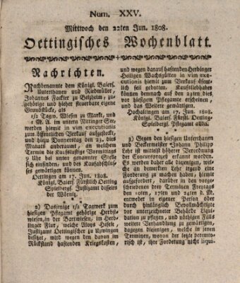 Oettingisches Wochenblatt Mittwoch 22. Juni 1808