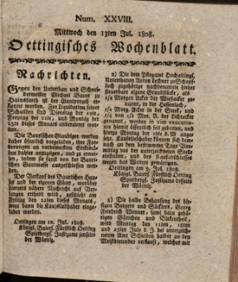 Oettingisches Wochenblatt Mittwoch 13. Juli 1808