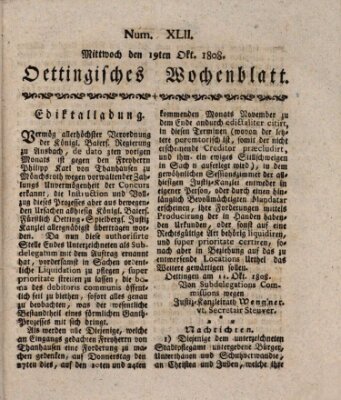 Oettingisches Wochenblatt Mittwoch 19. Oktober 1808