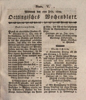 Oettingisches Wochenblatt Mittwoch 1. Februar 1809