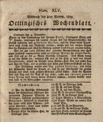 Oettingisches Wochenblatt Mittwoch 8. November 1809