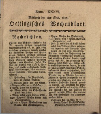 Oettingisches Wochenblatt Mittwoch 5. September 1810