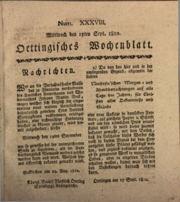 Oettingisches Wochenblatt Mittwoch 19. September 1810