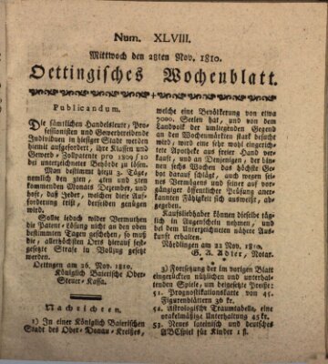 Oettingisches Wochenblatt Mittwoch 28. November 1810